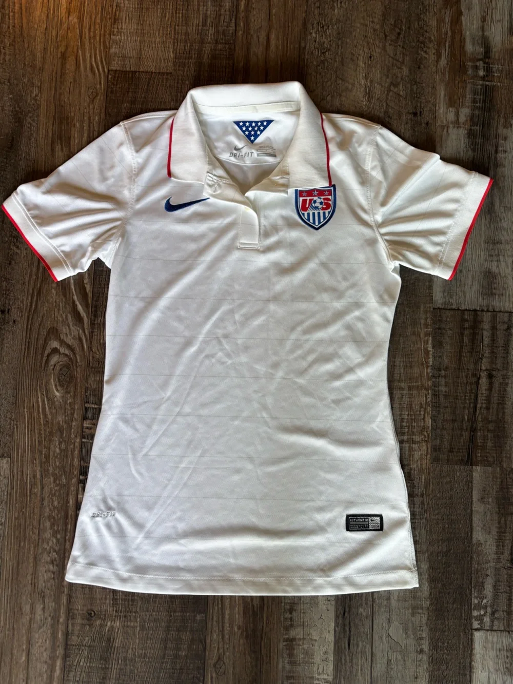 Nike White Soccer Jersey with Black Authentic Patch